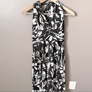 White House Black Market Black & White floral halter dress